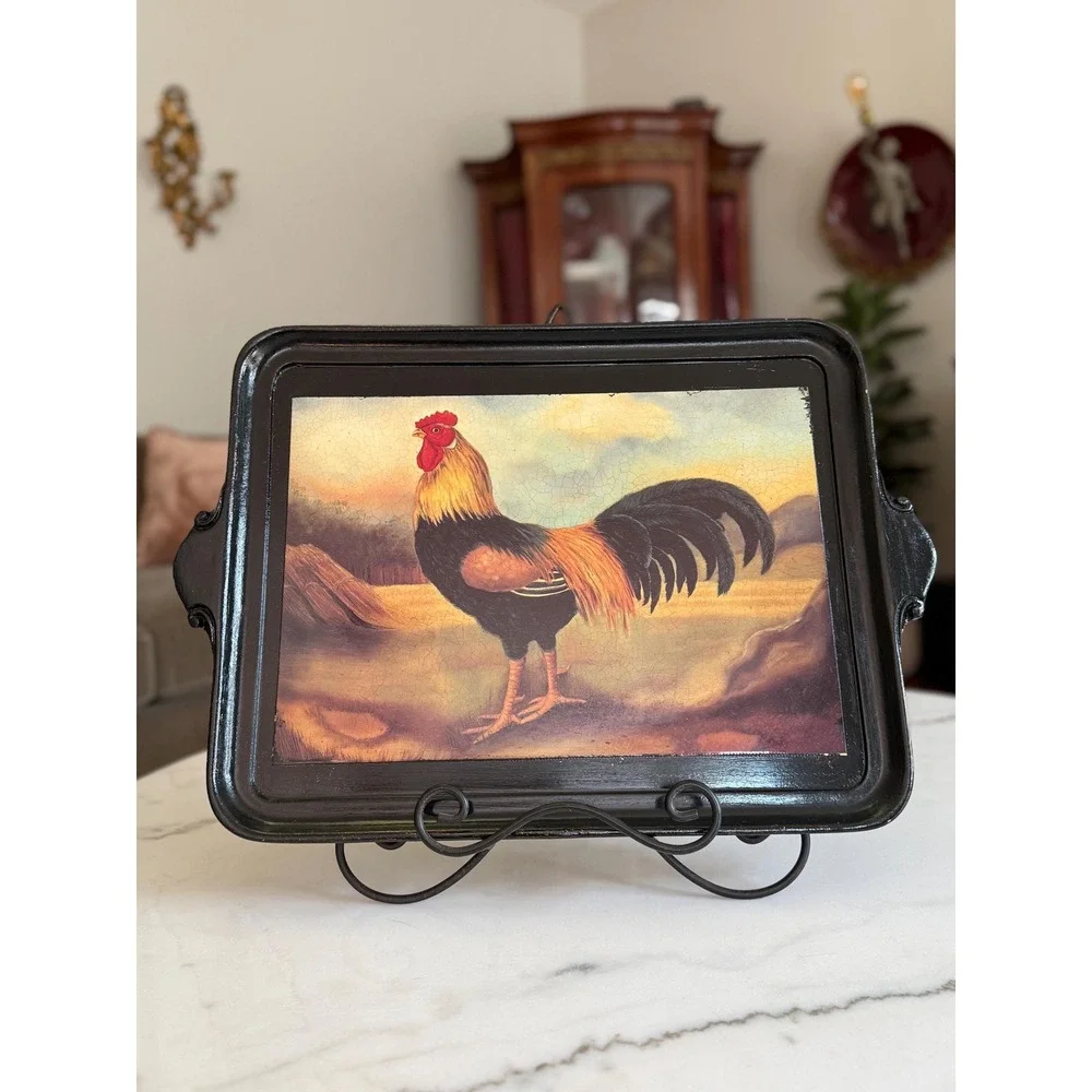 Vintage Italian Rooster Tray, Vietri‎ Wall Hanging